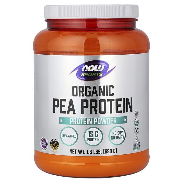 NOW Foods, Sports, Organic Pea Protein Powder, Unflavored, 1.5 lbs (680 g)