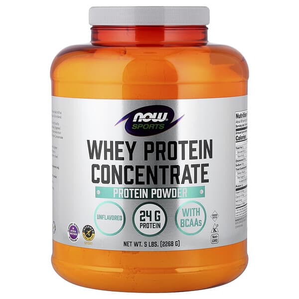 NOW Foods, Sports, Whey Protein Concentrate Protein Powder, Unflavored, 5 lbs (2268 g)