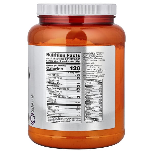 Alternative view of NOW Foods, Sports, Whey Protein Isolate, Creamy Vanilla, 1.8 lbs (816 g)