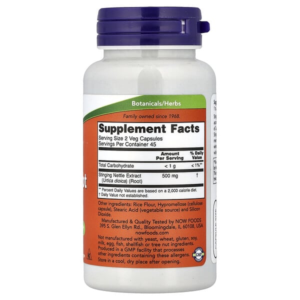 Alternative view of NOW Foods, Stinging Nettle Root Extract, 250 mg, 90 Veg Capsules