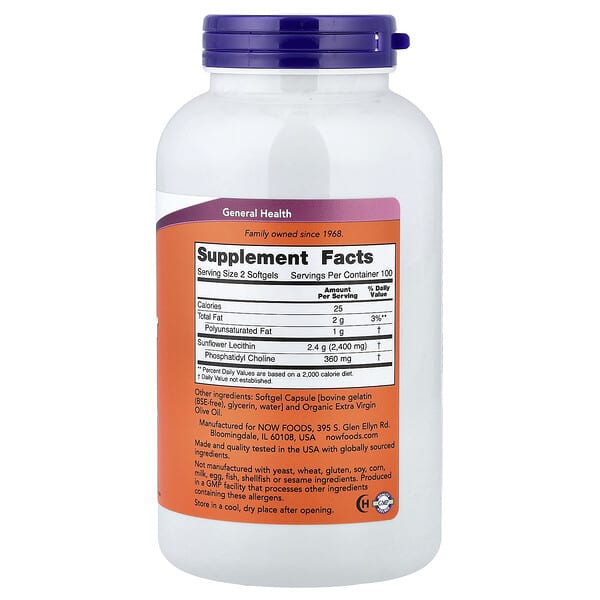 Alternative view of NOW Foods, Sunflower Lecithin, 200 Softgels (1.2 g per Softgel)