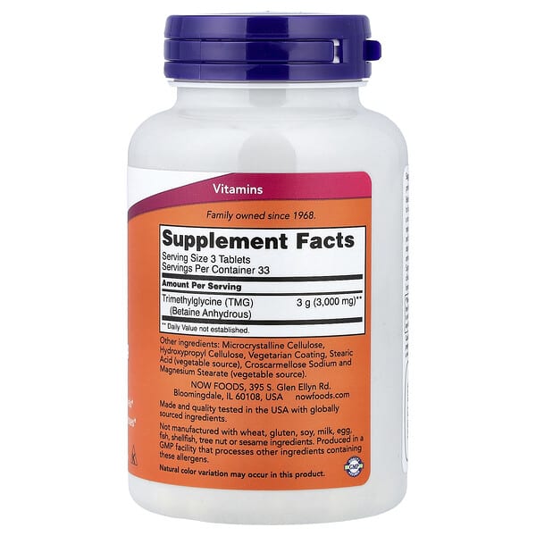 Alternative view of NOW Foods, TMG, 1,000 mg, 100 Tablets