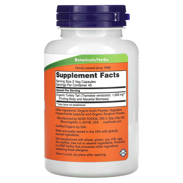 Alternative view of NOW Foods, Turkey Tail, 500 mg, 90 Veg Capsules