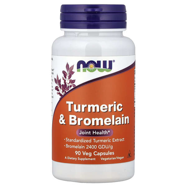 NOW Foods, Turmeric & Bromelain, 90 Veg Capsules