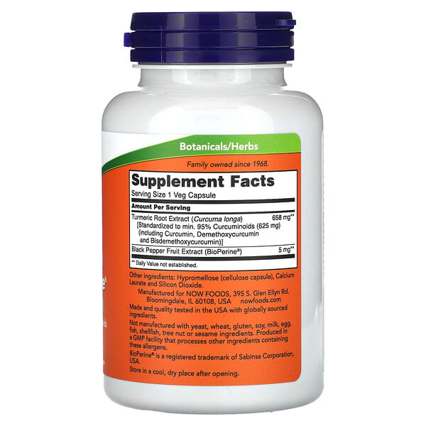 Alternative view of NOW Foods, Turmeric Curcumin with BioPerine, 90 Veg Capsules