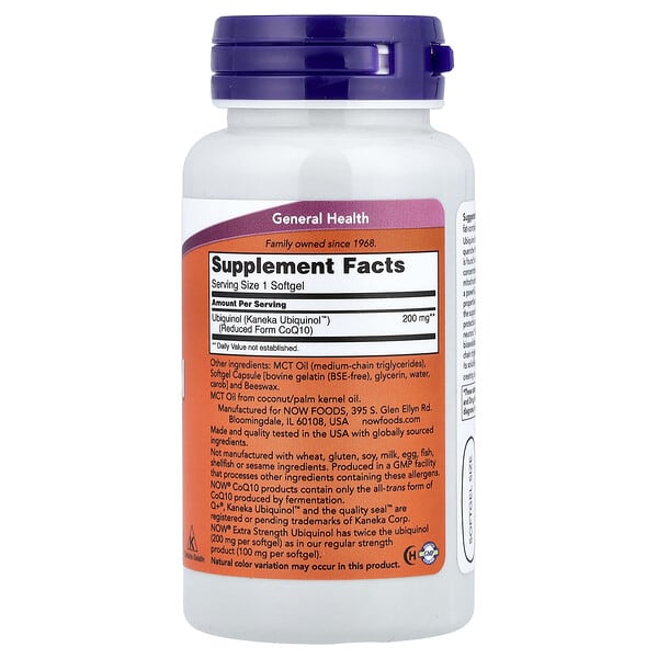 Alternative view of NOW Foods, Ubiquinol, 200 mg, 60 Softgels