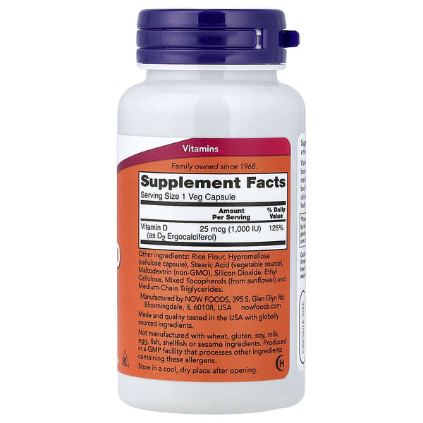 Alternative view of NOW Foods, Vegetarian Dry Vitamin D, 1,000 IU, 120 Veg Capsules
