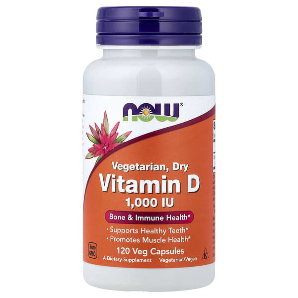 NOW Foods, Vegetarian Dry Vitamin D, 1,000 IU, 120 Veg Capsules