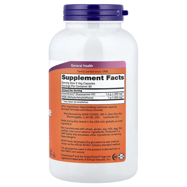 Alternative view of NOW Foods, Vegetarian Glucosamine & MSM, 240 Veg Capsules