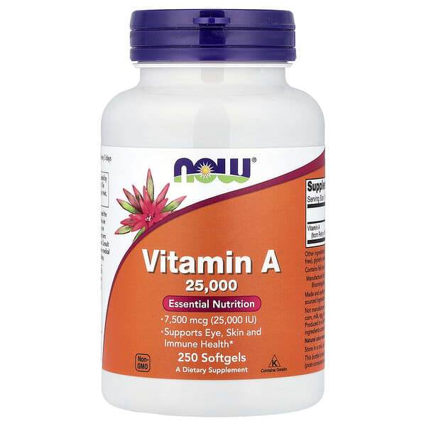 NOW Foods, Vitamin A, 7,500 mcg (25,000 IU), 250 Softgels