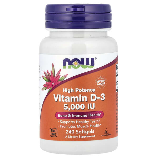 NOW Foods, Vitamin D-3, High Potency, 5,000 IU, 240 Softgels