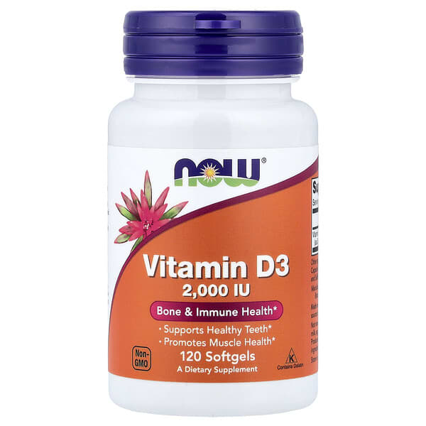NOW Foods, Vitamin D3, 2,000 IU, 120 Softgels