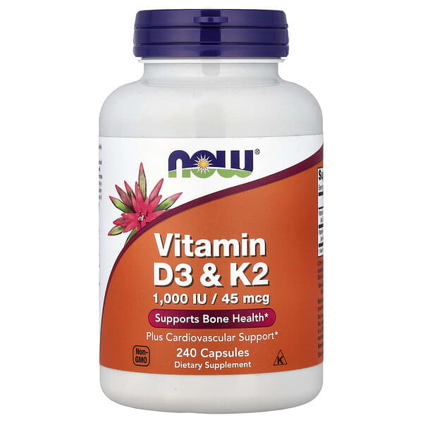 NOW Foods, Vitamin D3 & K2, 240 Capsules