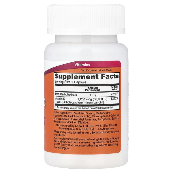 Alternative view of NOW Foods, Vitamin D3, Max Potency, 50,000 IU, 15 Capsules