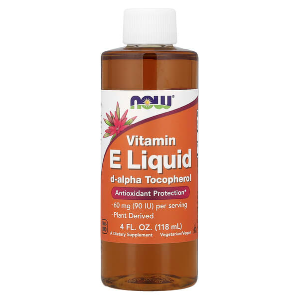 NOW Foods, Vitamin E Liquid, D-Alpha Tocopherol, 4 fl oz (118 ml)