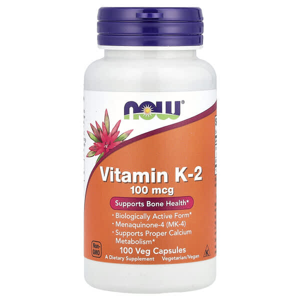 NOW Foods, Vitamin K-2, 100 mcg, 100 Veg Capsules