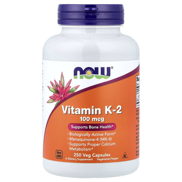 NOW Foods, Vitamin K-2, 100 mcg, 250 Veg Capsules