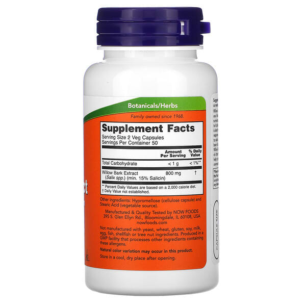 Alternative view of NOW Foods, Willow Bark Extract, 100 Veg Capsules (400 mg per Capsule)