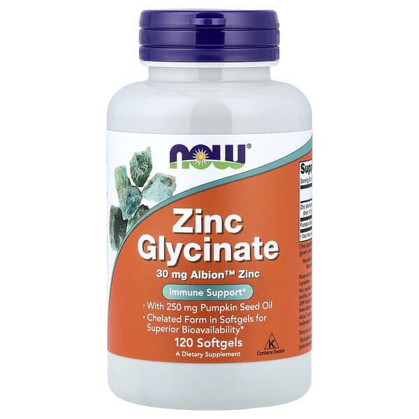 NOW Foods, Zinc Glycinate, 120 Softgels