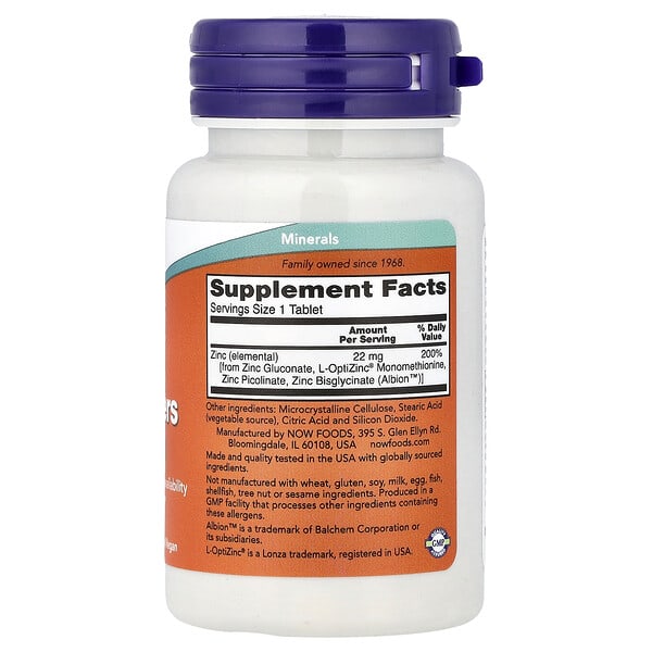 Alternative view of NOW Foods, Zinc Transporters, 90 Tablets (22 mg per Tablet)
