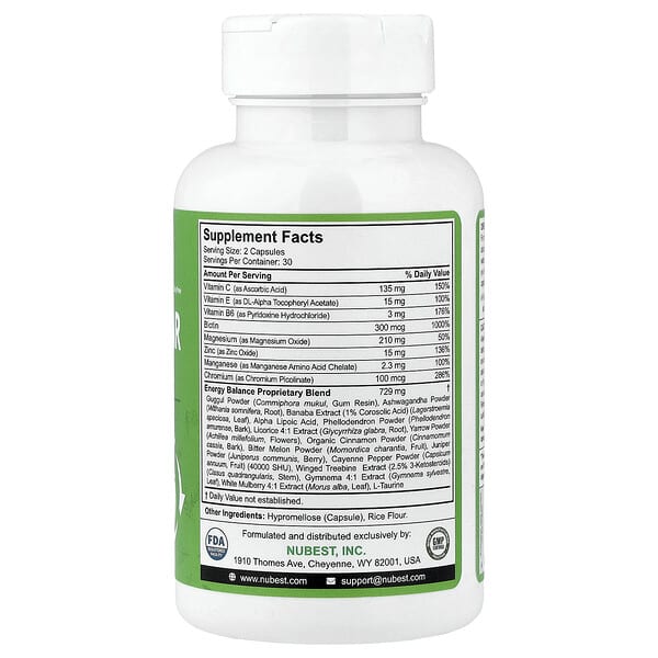 Alternative view of NuBest, Blood Sugar, 60 Vegetarian Capsules
