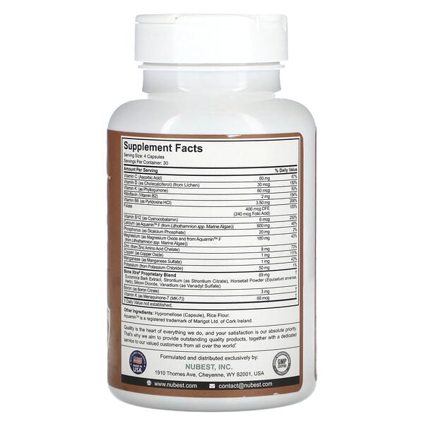 Alternative view of NuBest, Bone Xtra, Plant Calcium, D3 + K2, 120 Vegetarian Capsules