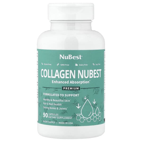 NuBest, Collagen Nubest, Enhanced Absorption, 90 Capsules (500 mg per Capsule)