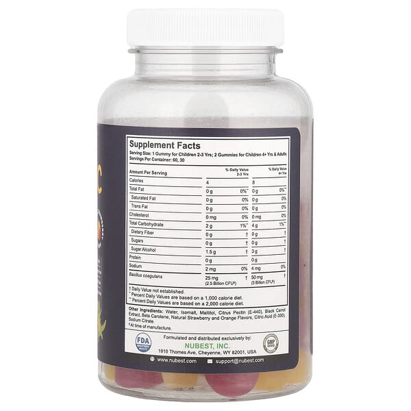 Alternative view of NuBest, Probiotic Gummies, Age 2+, Orange & Strawberry, 60 Gummies