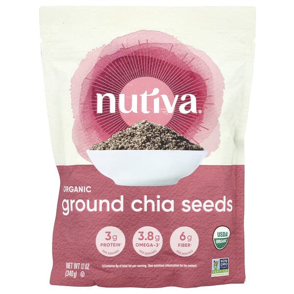 Nutiva, Organic Ground Chia Seeds, 12 oz (340 g)