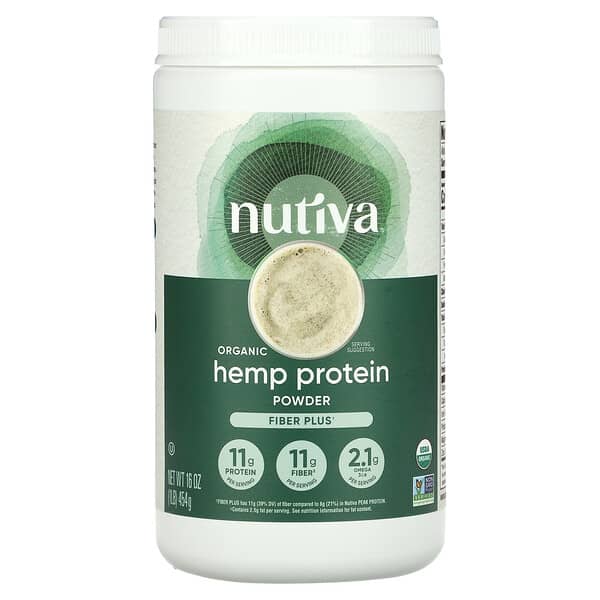Nutiva, Organic Hemp Protein Powder, Fiber Plus, 1 lb (454 g)