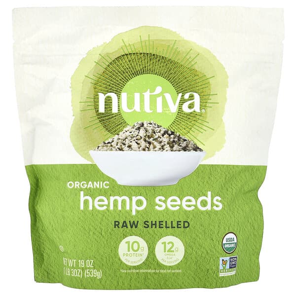 Nutiva, Organic Hemp Seeds, Raw Shelled, 19 oz (539 g)