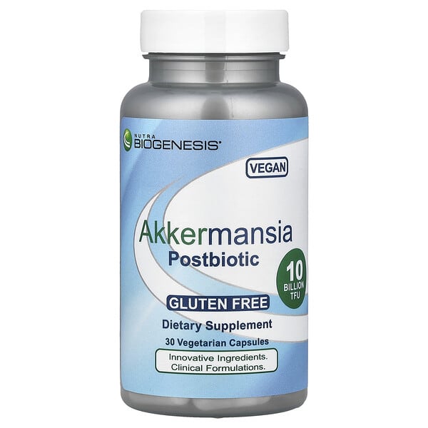 Nutra BioGenesis, Akkermansia Postbiotic, 100 mg (10 Billion TFU), 30 Vegetarian Capsules