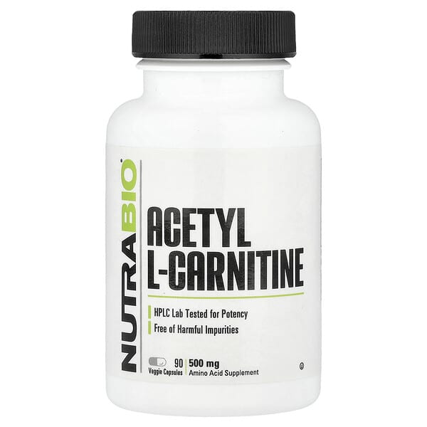 NutraBio, Acetyl L-Carnitine, 500 mg, 90 Veggie Capsules