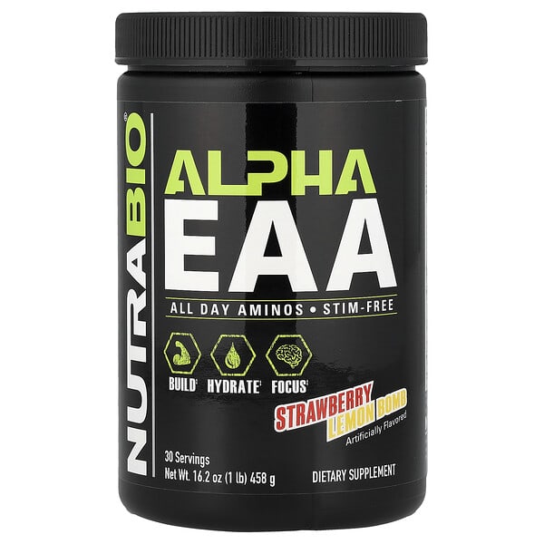 NutraBio, Alpha EAA, Strawberry Lemon Bomb, 1 lb (458 g)