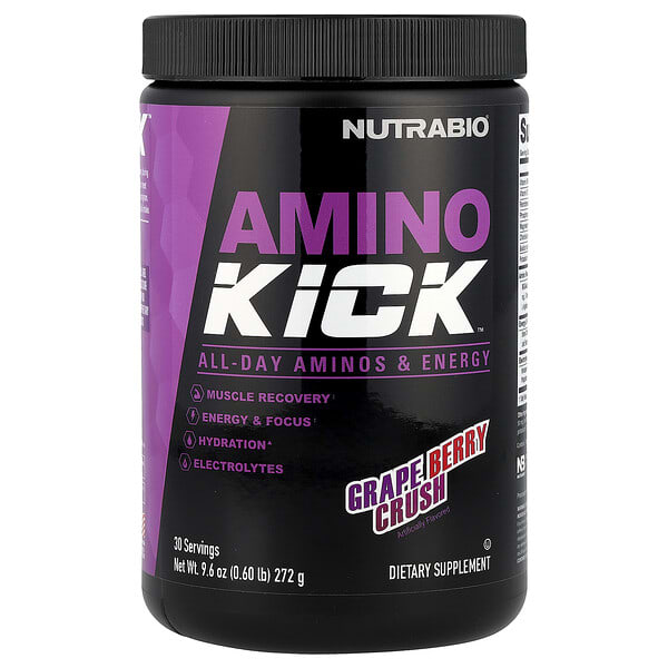 NutraBio, Amino Kick™, Grape Berry Crush, 9.6 oz (272 g)