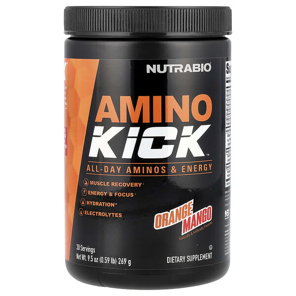 NutraBio, Amino Kick™, Orange Mango, 9.5 oz (269 g)