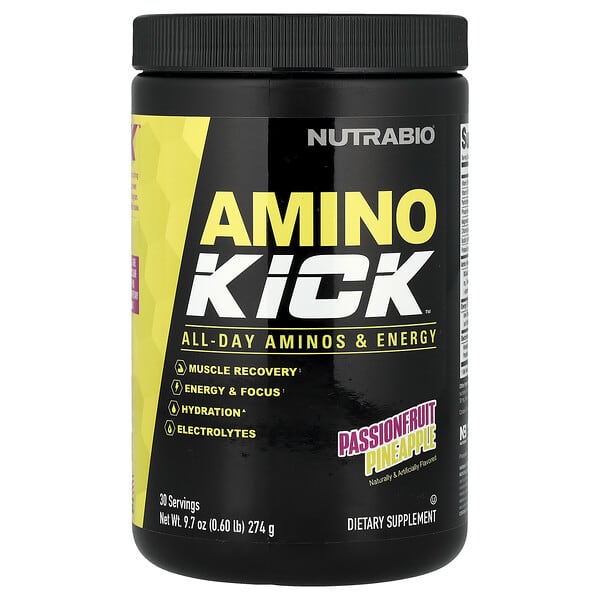 NutraBio, Amino Kick™, Passionfruit Pineapple, 9.7 oz (274 g)