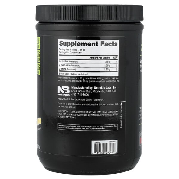 Alternative view of NutraBio, BCAA 5000, Strawberry Lemon Bomb, 1.05 lb (477 g)