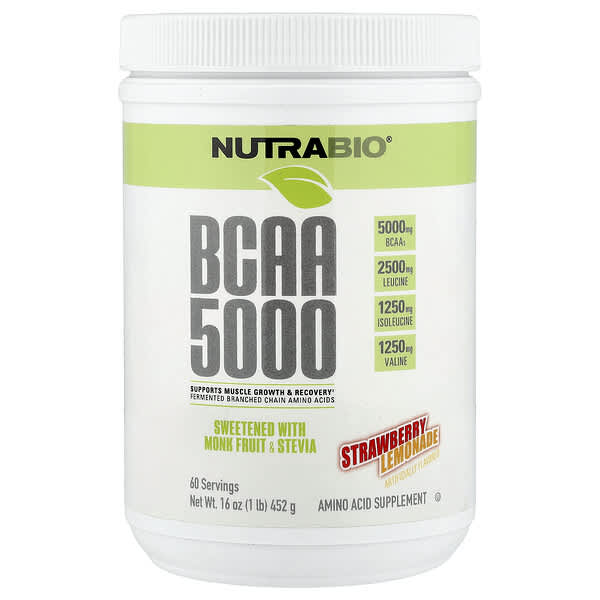 NutraBio, BCAA 5000, Strawberry Lemonade, 1 lb (452 g)