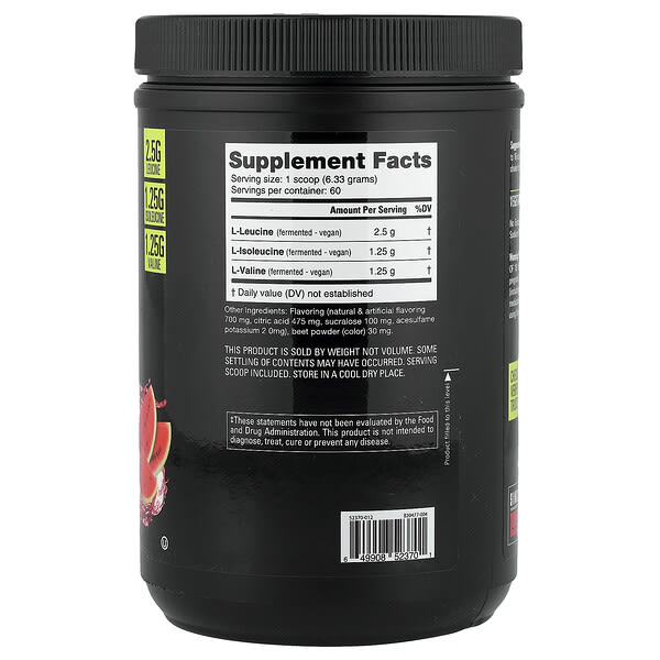Alternative view of NutraBio, BCAA 5000, Watermelon, 0.84 lb (380 g)