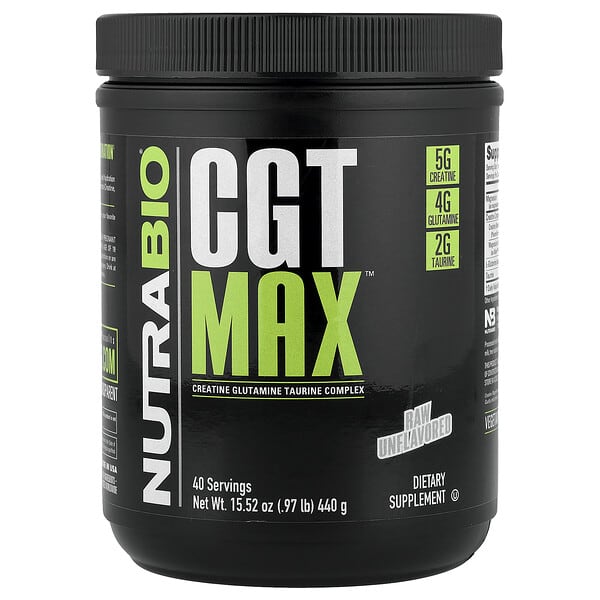 NutraBio, CGT MAX™, Raw Unflavored, 0.97 lb (440 g)
