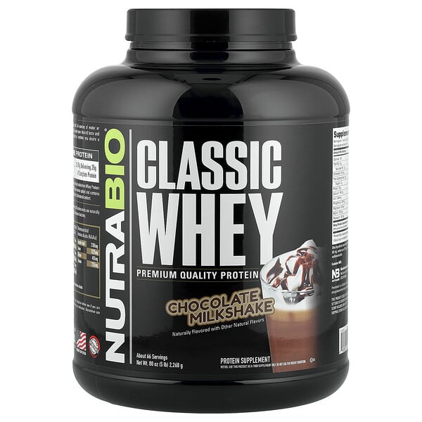 NutraBio, Classic Whey Protein, Chocolate Milkshake, 5 lbs (2,268 g)