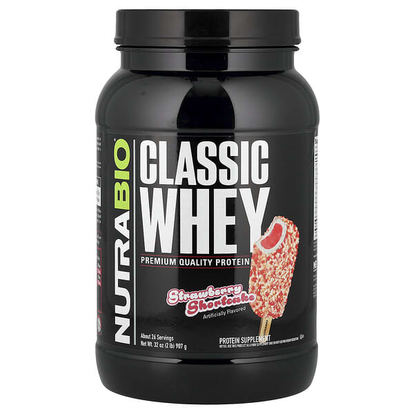 NutraBio, Classic Whey Protein, Strawberry Shortcake, 2 lb (907 g)