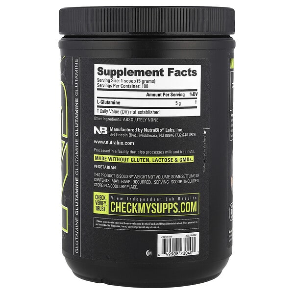 Alternative view of NutraBio, Glutamine, 1.1 lb (500 g)