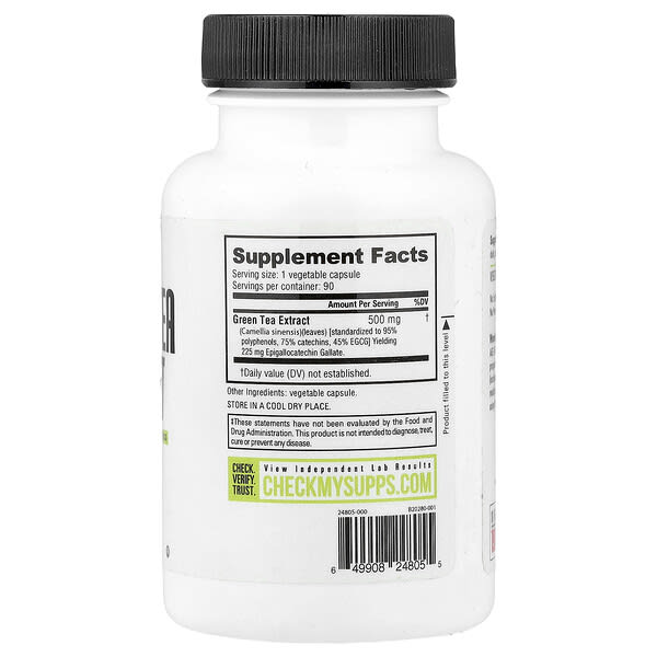 Alternative view of NutraBio, Green Tea Extract, 500 mg, 90 Veggie Capsules