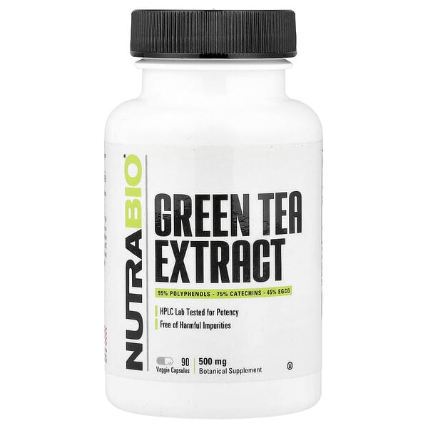NutraBio, Green Tea Extract, 500 mg, 90 Veggie Capsules