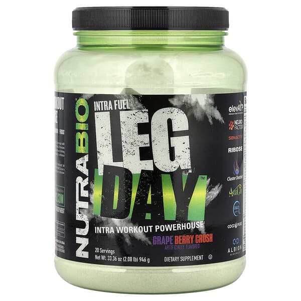 NutraBio, Intra Fuel, Leg Day™, Grape Berry Crush, 2.08 lb (946 g)