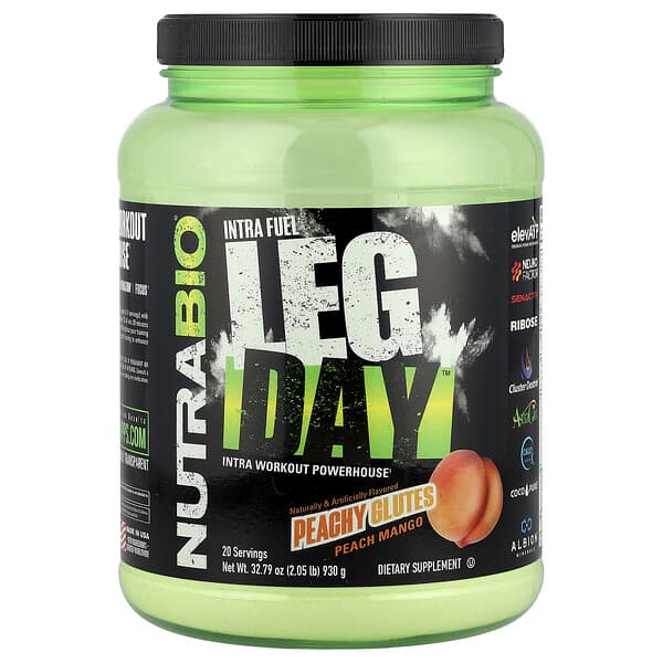 NutraBio, Intra Fuel Leg Day™, Peachy Glutes Peach Mango, 2.05 lb (930 g)