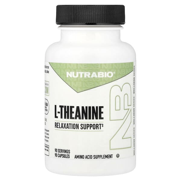 NutraBio, L-Theanine, 90 Capsules (200 mg per Capsule)