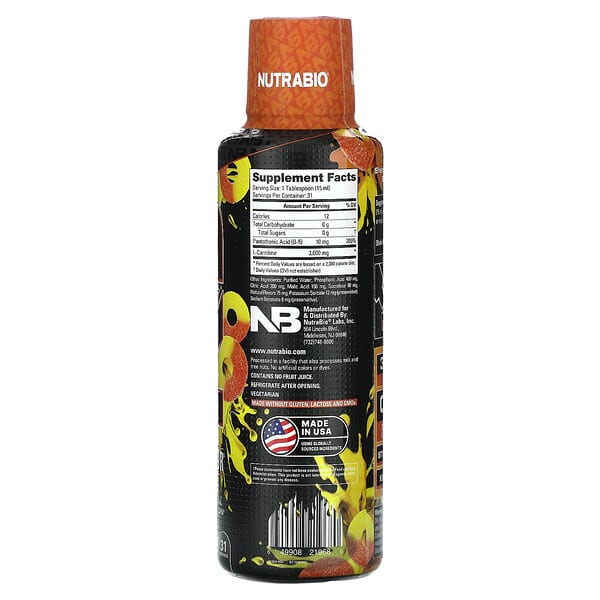 Alternative view of NutraBio, LeanShots L-Carnitine 3000, Peach Rings, 16 fl oz (473 ml)